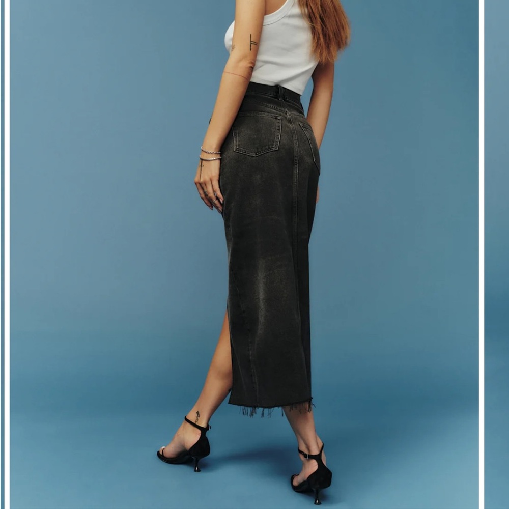Reformation Black Denim long Skirt. 27 - Picture 16 of 16